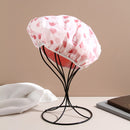 Water Drop Pattern Double Layers Shower Cap (Pink)