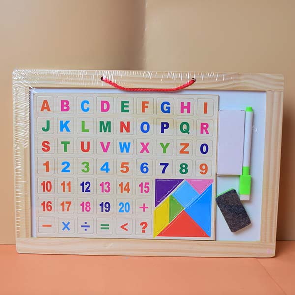 Magnetic Drawing Board Game Double Sided Wooden Board Puzzle Alphabet and Numbers Letter Educational Toy for Child