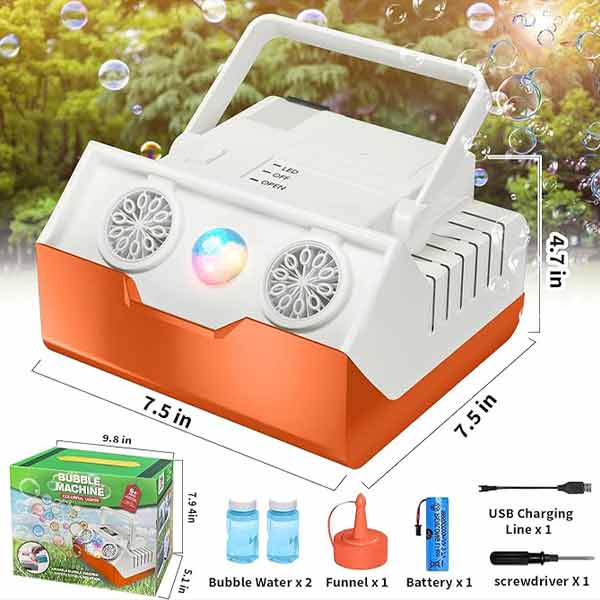 Automatic Bubble Machine with Colorful Light, 16000+ Bubbles Per Minute Bubble Blower for Kids Wedding Birthday Parties Indoor & Outdoor