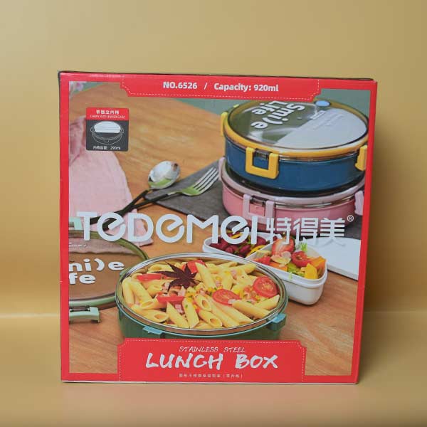 Stainless Steel Round Lunch Box, with small Box Insert Leak Proof Lunch Box with Transparent lid