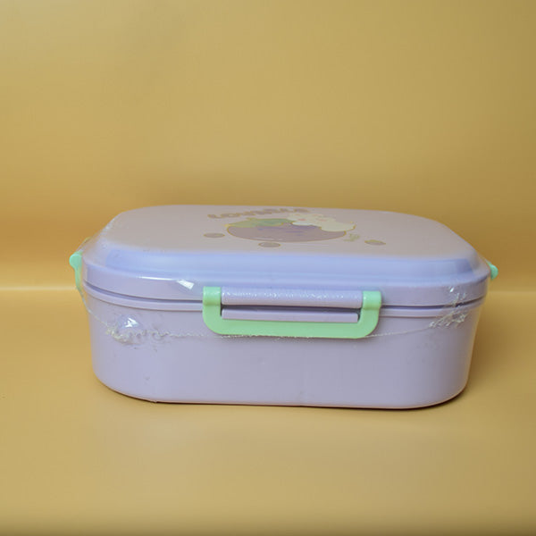 Loveable Plastic Lunch Box with 2 divisions, 4 sides airtight lock Lid