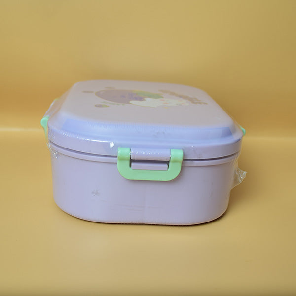 Loveable Plastic Lunch Box with 2 divisions, 4 sides airtight lock Lid