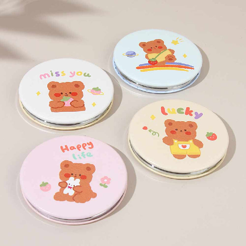 Cute Bear Round Portable Mirror (Price For 1 Piece)