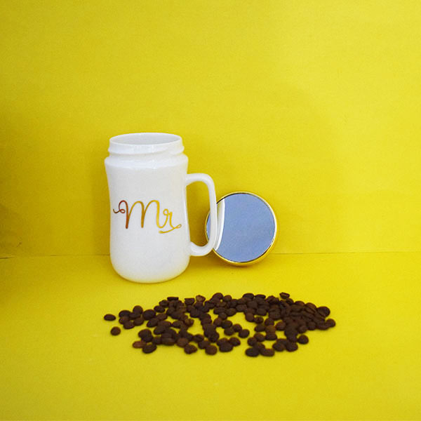 Mr. White Mug With Mirror Lid. Best Gift For Your Loved Ones