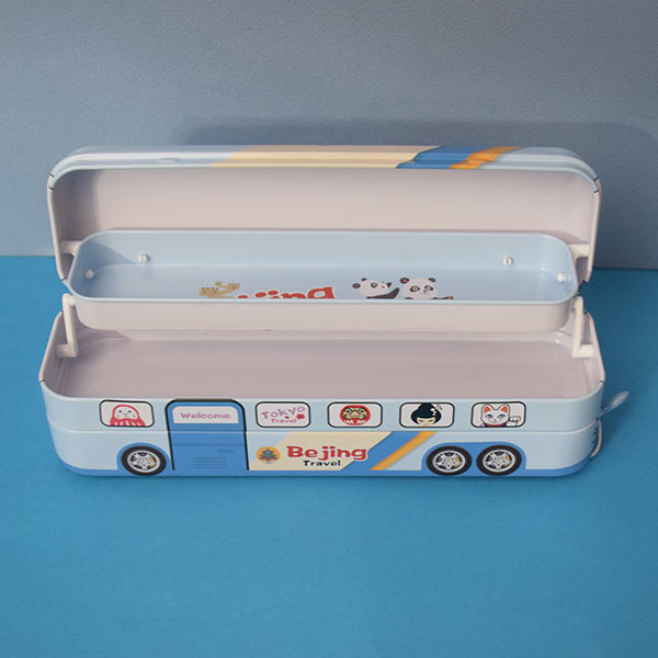 Double Decker Mermaid and Bei jing Bus Shape Pencil Box With String Operated Wheels Geometry Box (Price For 1 Piece)