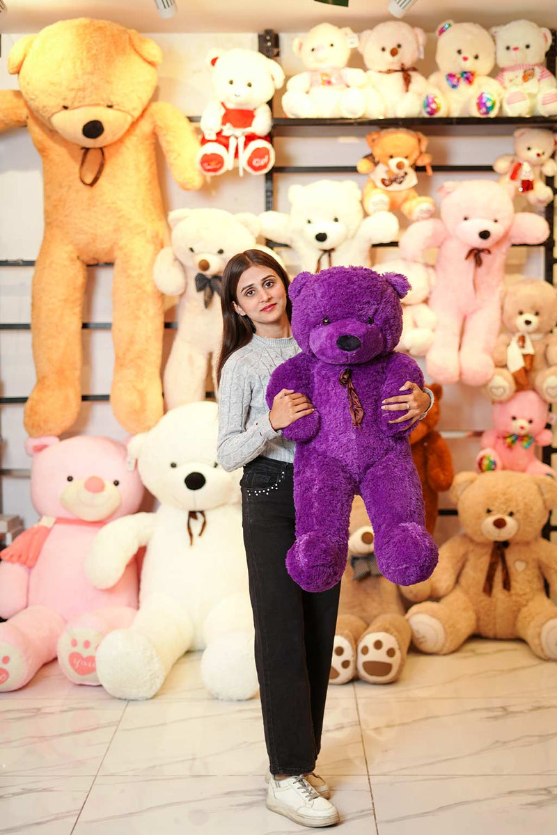 Soft And Huggable Jumbo Brown Teddy Bear 100cm - Giant Teddy Bear (Purple)