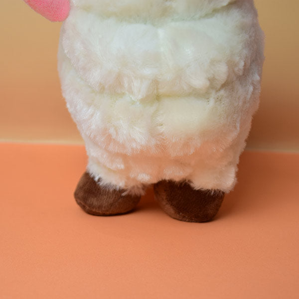 Soft And Fluffy Sheep With Pink Horns Stuffed Animal Toy For Kids.