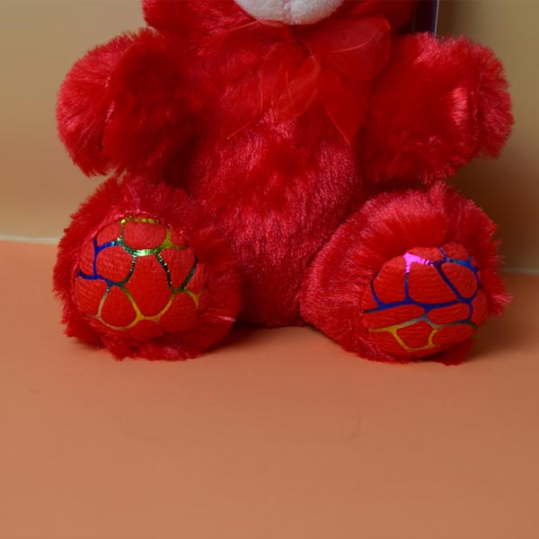 Cute Looking Little Red Teddy Bear with Bow Soft Toy for Kids.