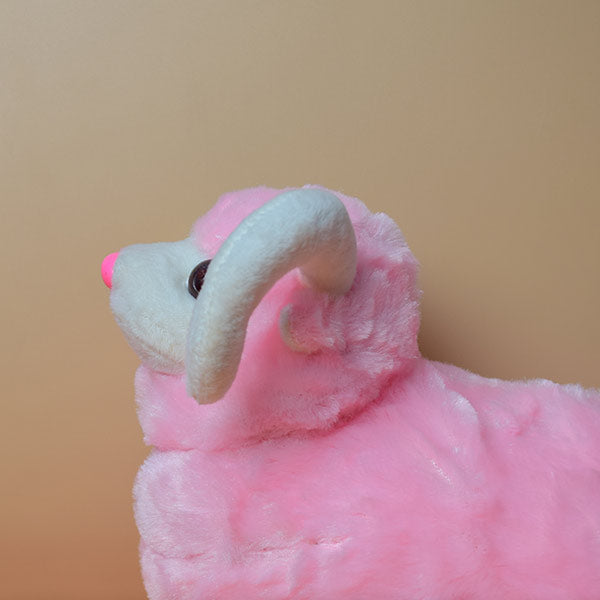 Soft And Fluffy Sheep With White Horns Stuffed Animal Toy For Kids.