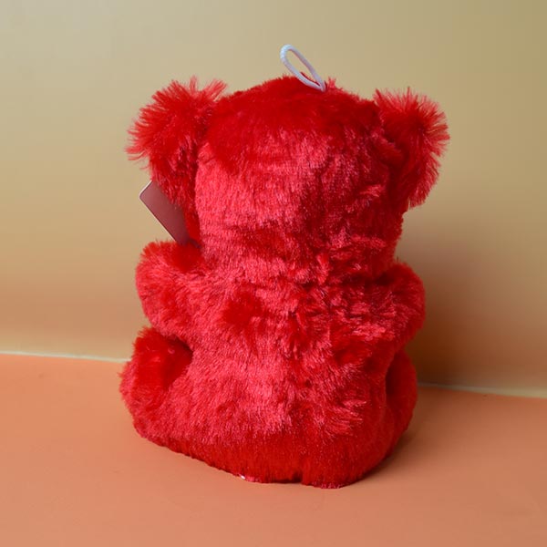 Cute Looking Little Red Teddy Bear with Bow Soft Toy for Kids.