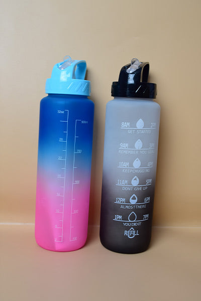 Gradient 1 Liter Sports Water Bottles Motivational Water Bottle with Time Marker Leak-proof BPA Free Drinking Water Bottle Fitness. (price for 1 piece)