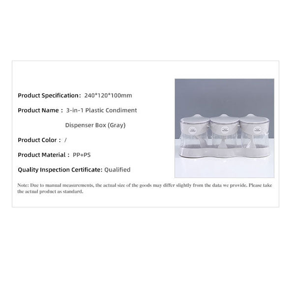 3-in-1 Plastic Condiment Dispenser Box (Gray)