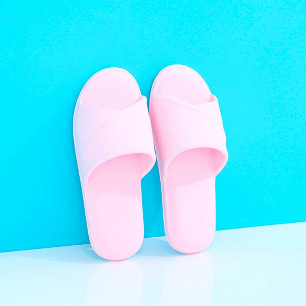 Stylish stripes bathroom slippers for ladies (Pink, 39/40)