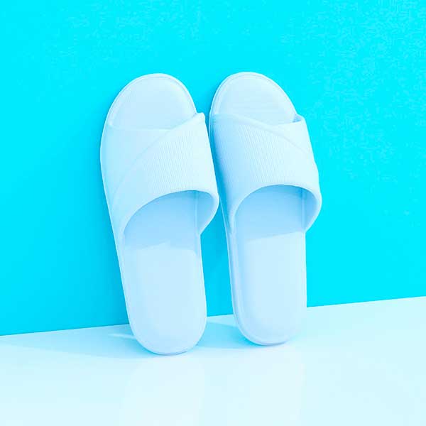 Stylish stripes bathroom slippers for ladies (Blue, 37/38)