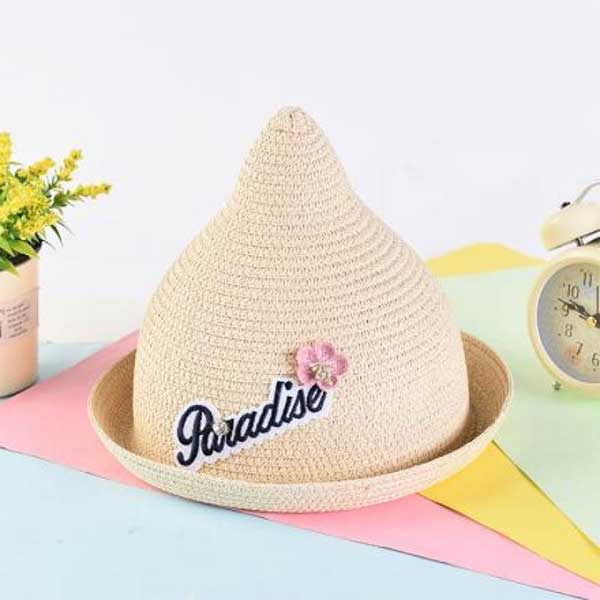 Paradise Sweet love wind children straw hat in Gray color  