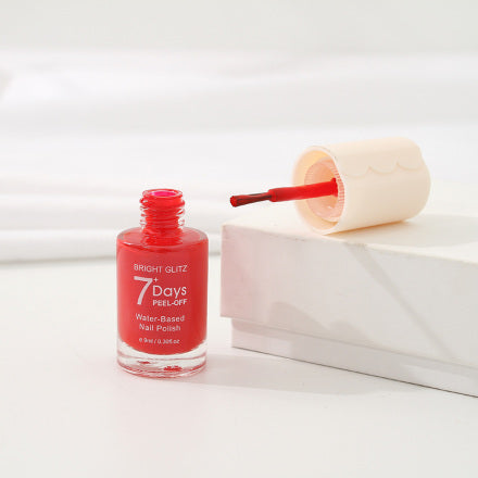 Bright Glitz 7-Day Peel-Off Water-Based Nail Polish (Red)