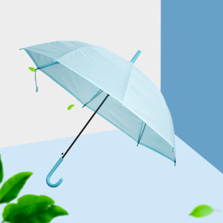Solid Color Umbrella with Long Handle-Blue
