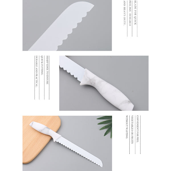8-Inch Marbling Handle Bread Knife, German steel blade knife