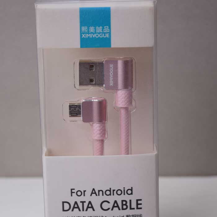 1 meter single right angle knitted Android data cable (pink)