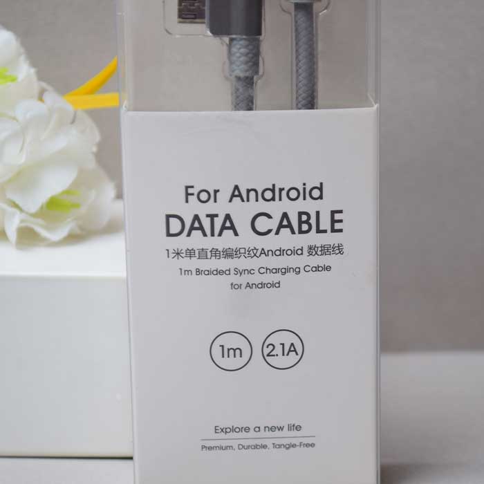 1 meter single right angle knitted Android data cable (gray)