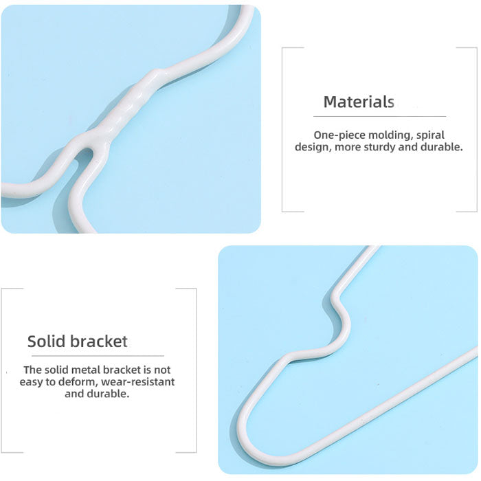 30cm PE Coating Small Clothes Hanger with Slot (10 Count) (Offwhite)