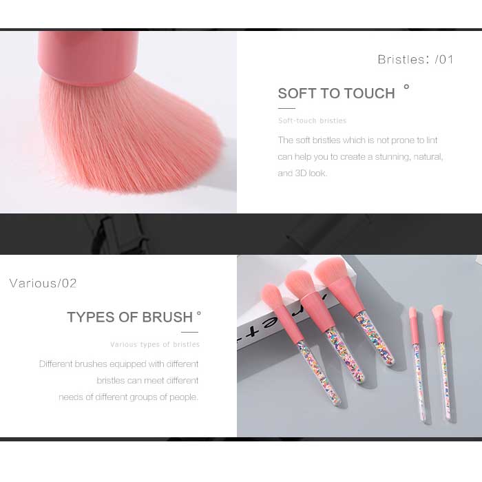 Rainbow sand series round head makeup brush (5 mix colored)