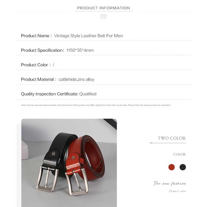 Retro leather men's belt (mixed color)