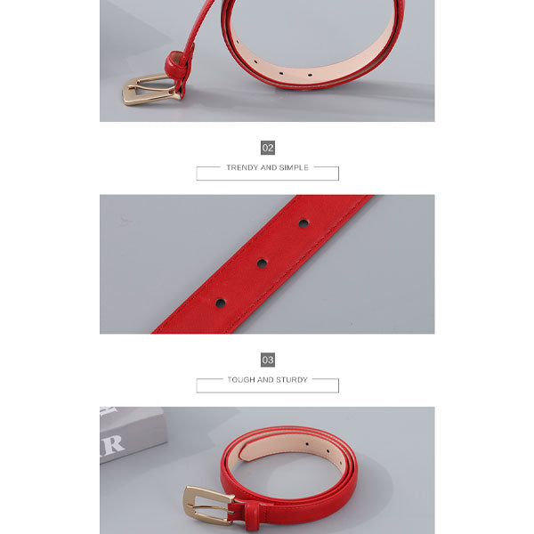 Solid Color Women PU Belt with Single Prong Buckle