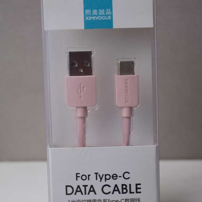 1 meter tooth candy color TYPE-C data cable (pink)