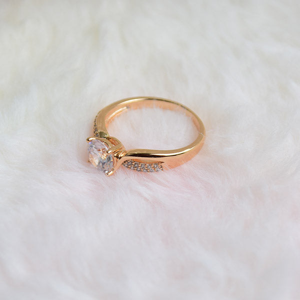 Pointer Diamond Ring | Gold Plated Ring With Zircons (Size 19)