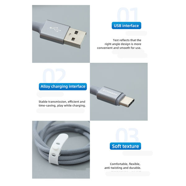 1 Meter Braided Type-C Cable (Gray)