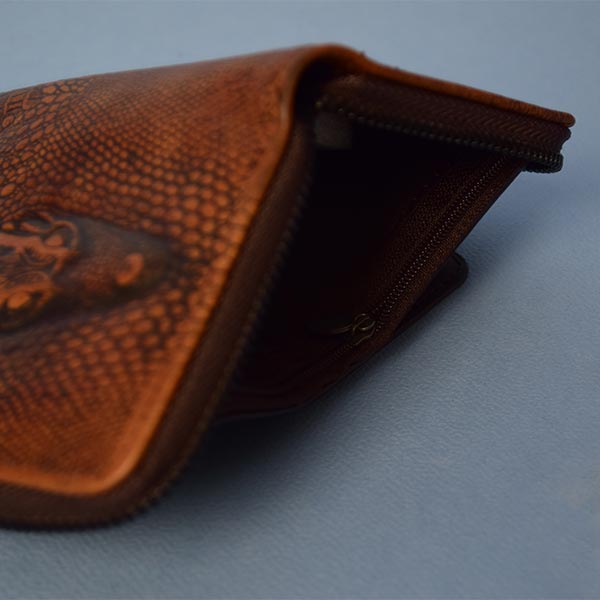Crocodile Alligator Vintage Mens Leather Wallet Purse | Zipper Pouch Elegant Casual Stylish Compact Card Holder Purse