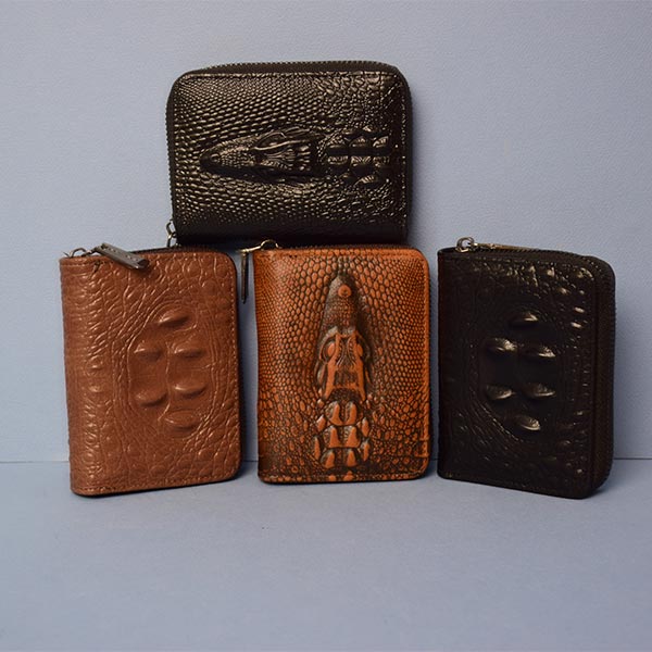 Crocodile Alligator Vintage Mens Leather Wallet Purse | Zipper Pouch Elegant Casual Stylish Compact Card Holder Purse Gif Box