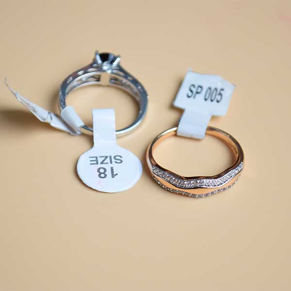 Gold Round Cut Glittery Rhinestones Ring | Ladies Contour Ring Copper, Zircon