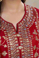 BT 3 PIECE EMBROIDERED RAW SILK SUIT (LUXURY-PRET