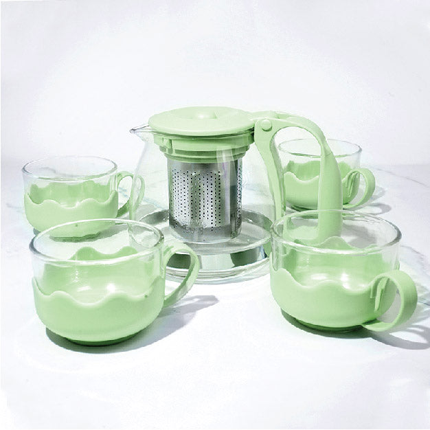 Simple Fashion Glass Teapot Set 900ml. (Green)