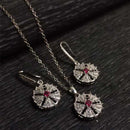 Ruby-Colour Earring & Necklace Set