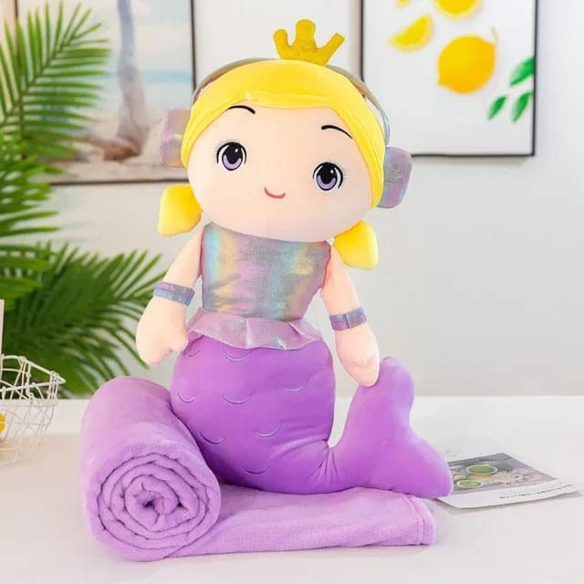 Mermaid Pillow Blanket Cartoon Multifunctional Nap Air Conditioning Blanket Car Cushion Soft Toy with Blanket. (price for 1 piece)