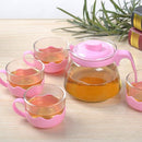 Simple Fashion Glass Teapot Set 900ml. (Pink)