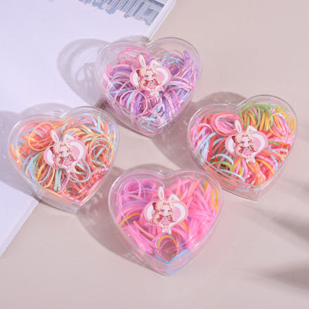 Colorful Disposable Hair Tie with Heart-Shaped Box