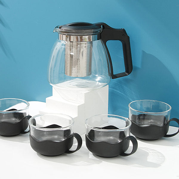 Simple Fashion Glass Teapot Set 900ml. (Black)