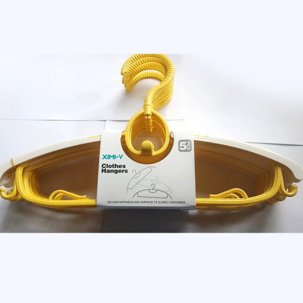 5 PCS Extendable Plastic Clothes Hangers (Yellow)