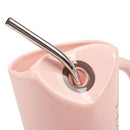 "I Love You" Ceramic Coffee Mug Pink | Tall Sipper Ceramic Mug with Straw ( Love )