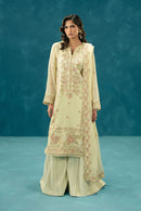 BT  4 PIECE EMBROIDERED COTTON NET SUIT-PETAL DUST (UNSTITCHED