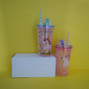 Unicorn Travel Double Wall Plastic Cup with Straw 