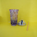 Colorful Travel Double Wall Plastic Cup with Straw 550ml/18.5fl.oz. (Price For 1 Piece)