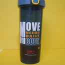 Plastic round protein shaker bottle cup with plastic blender mixing ball and straw for sports - multi color. ( Price for 1 piece)