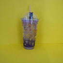 Colorful Travel Double Wall Plastic Cup with Straw 550ml/18.5fl.oz. (Price For 1 Piece)