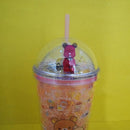 Colorful Travel Double Wall Plastic Cup with Straw 550ml/18.5fl.oz. (Price For 1 Piece)