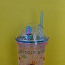 Unicorn Travel Double Wall Plastic Cup with Straw 550ml/18.5fl.oz. (Price For 1 Piece)